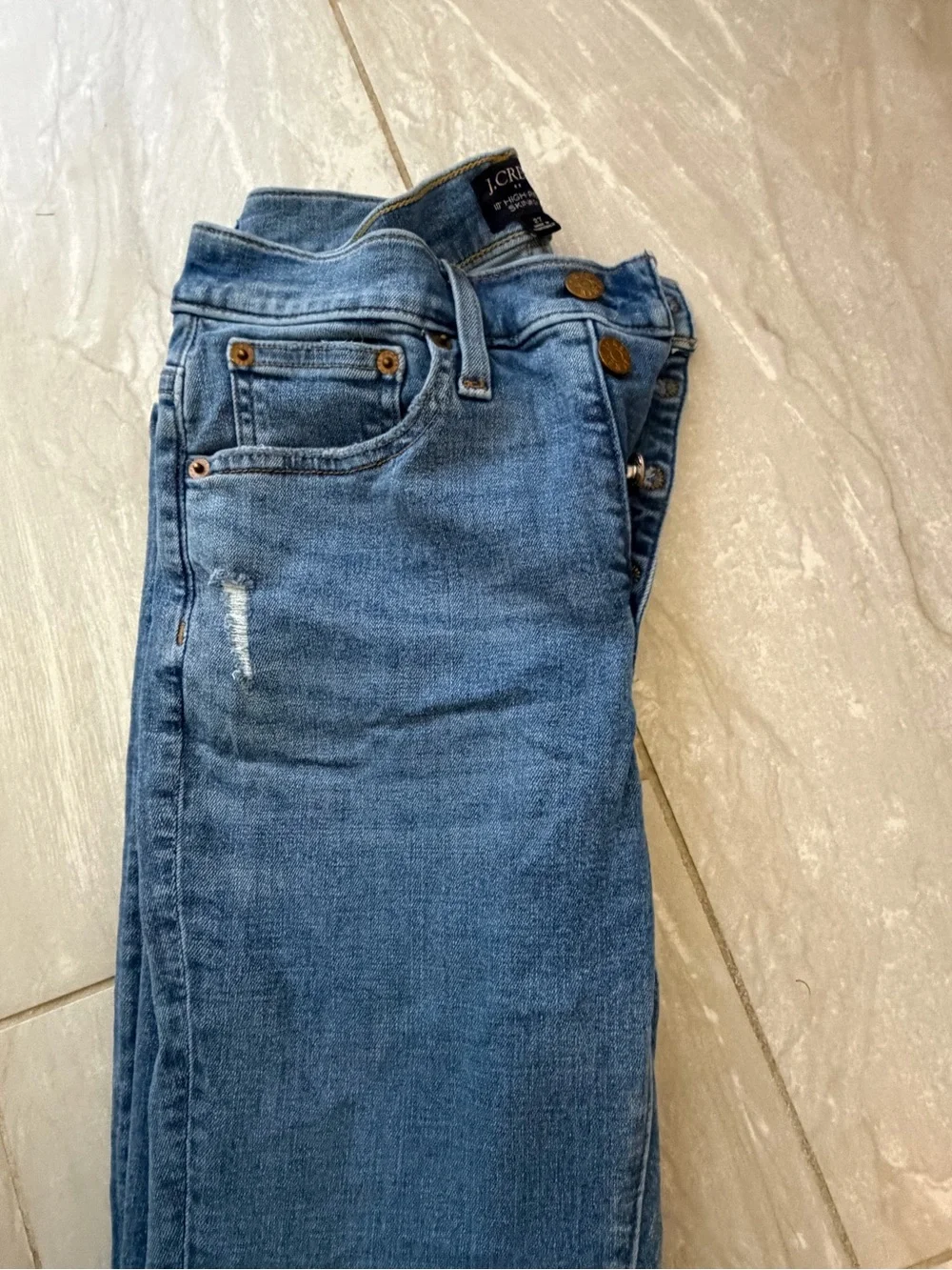 J. Crew Medium Blue High-Rise Skinny Jeans with Copper Buttons